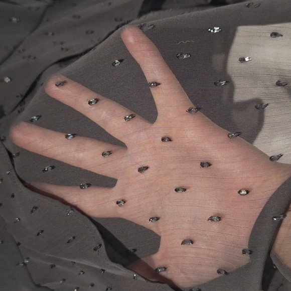 TART Women's black mesh sparkle ruched long sleeve top size xs NWT - Picture 4 of 8